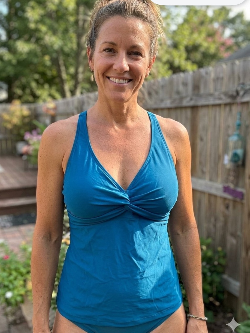 👗Women’s Twist-Front Blue swim tankini top